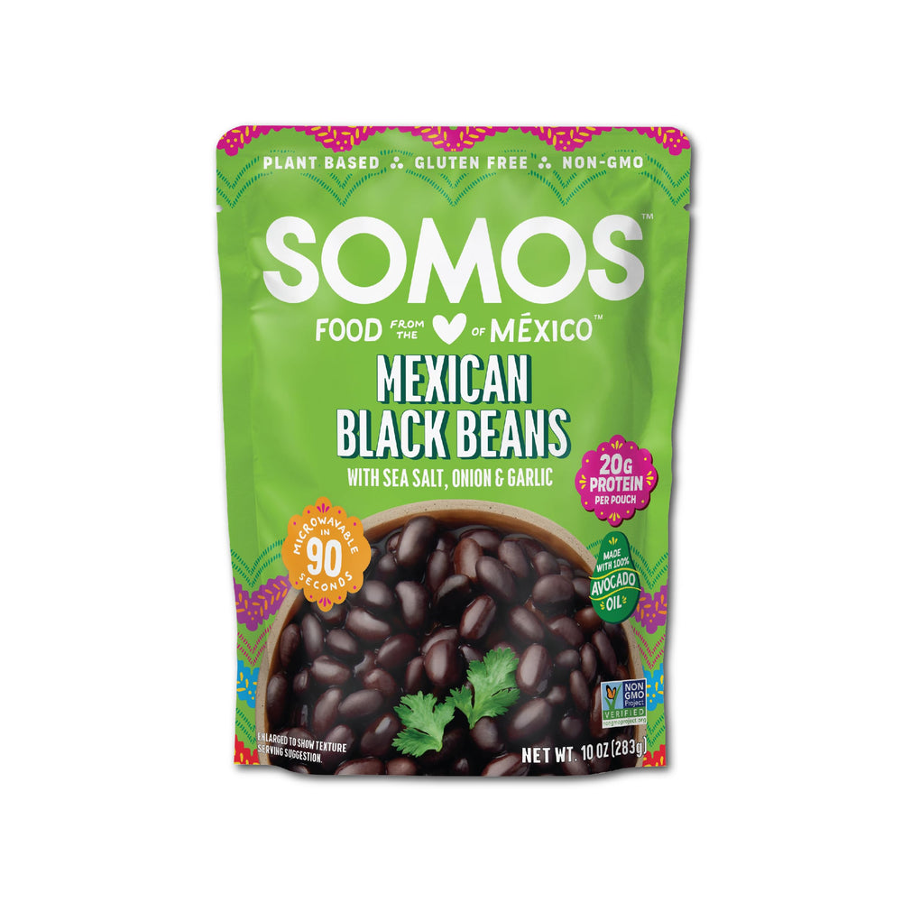 SOMOS closeup of black bean texture highlighting tender beans and rich seasoning