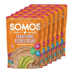 SOMOS front packaging showing six 10 oz ready-to-eat containers, convenient pantry staple