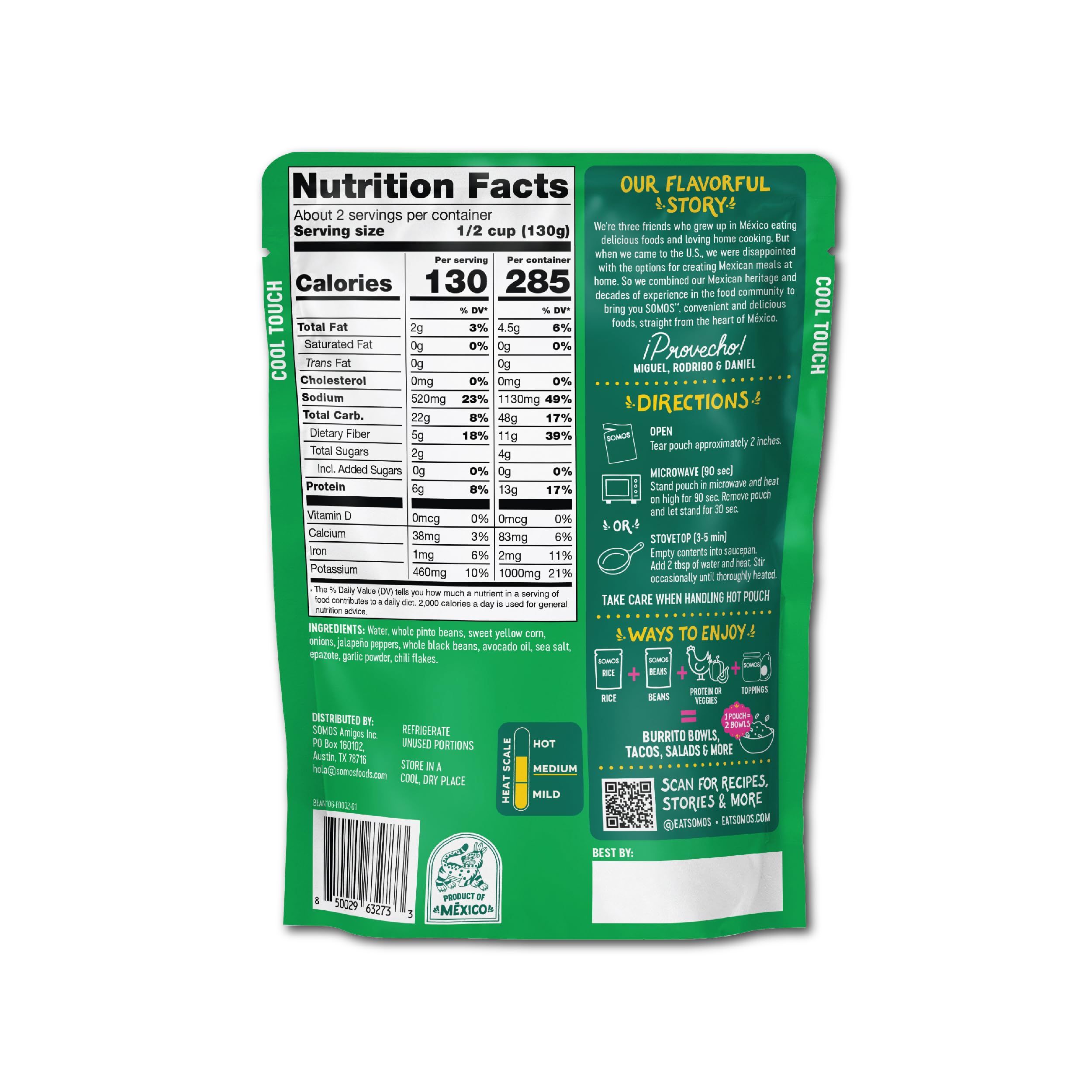 SOMOS pouch heating in microwave for fast 90-second meal convenience