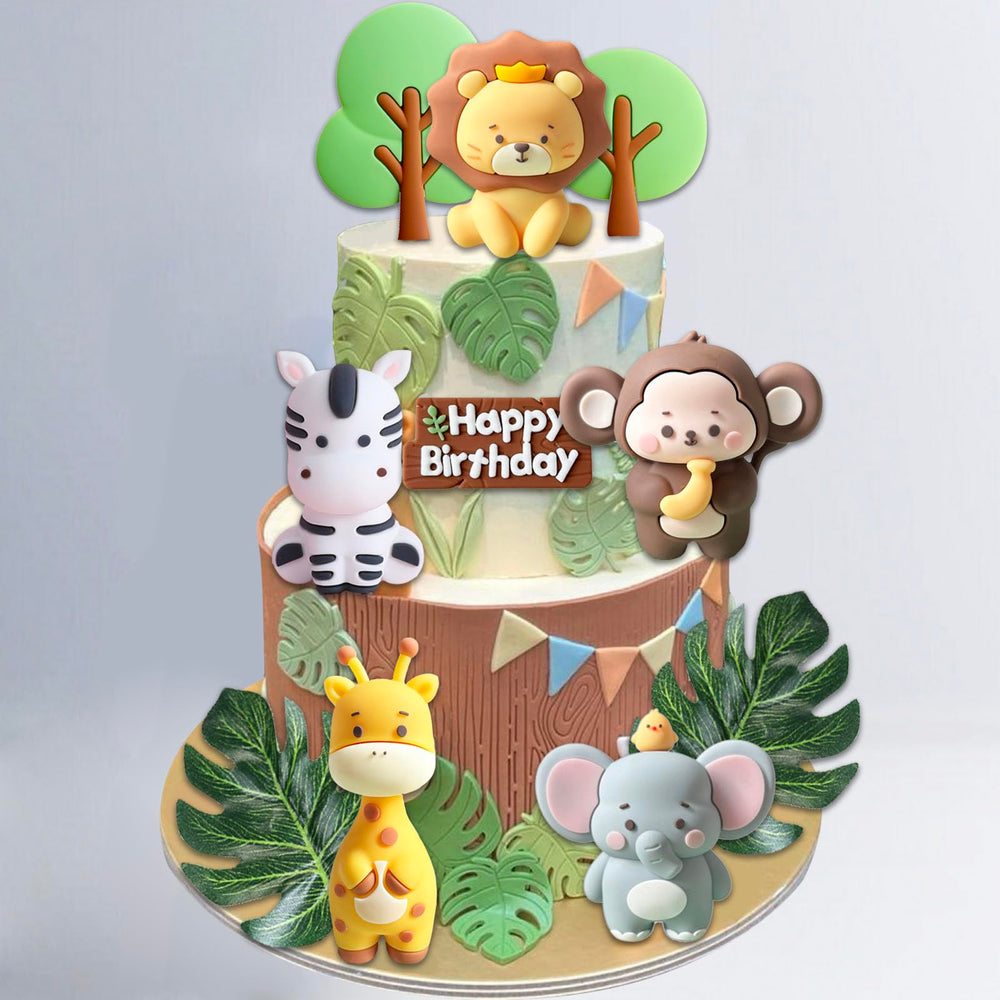 SONICEBUY front view of safari topper set showing all pieces and packaging — easy party setup