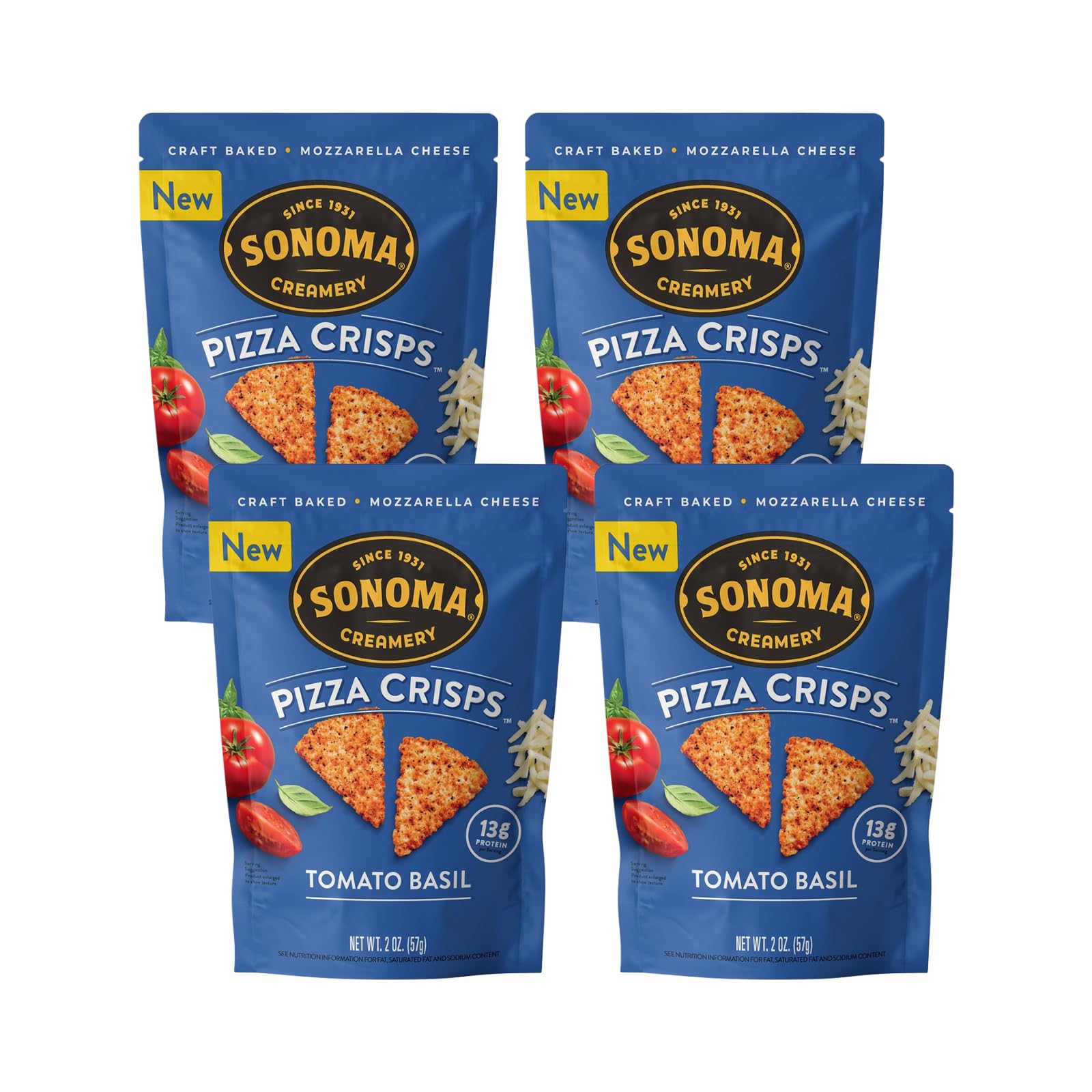 Sonoma Creamery front packaging showing Tomato Basil flavor and keto benefit