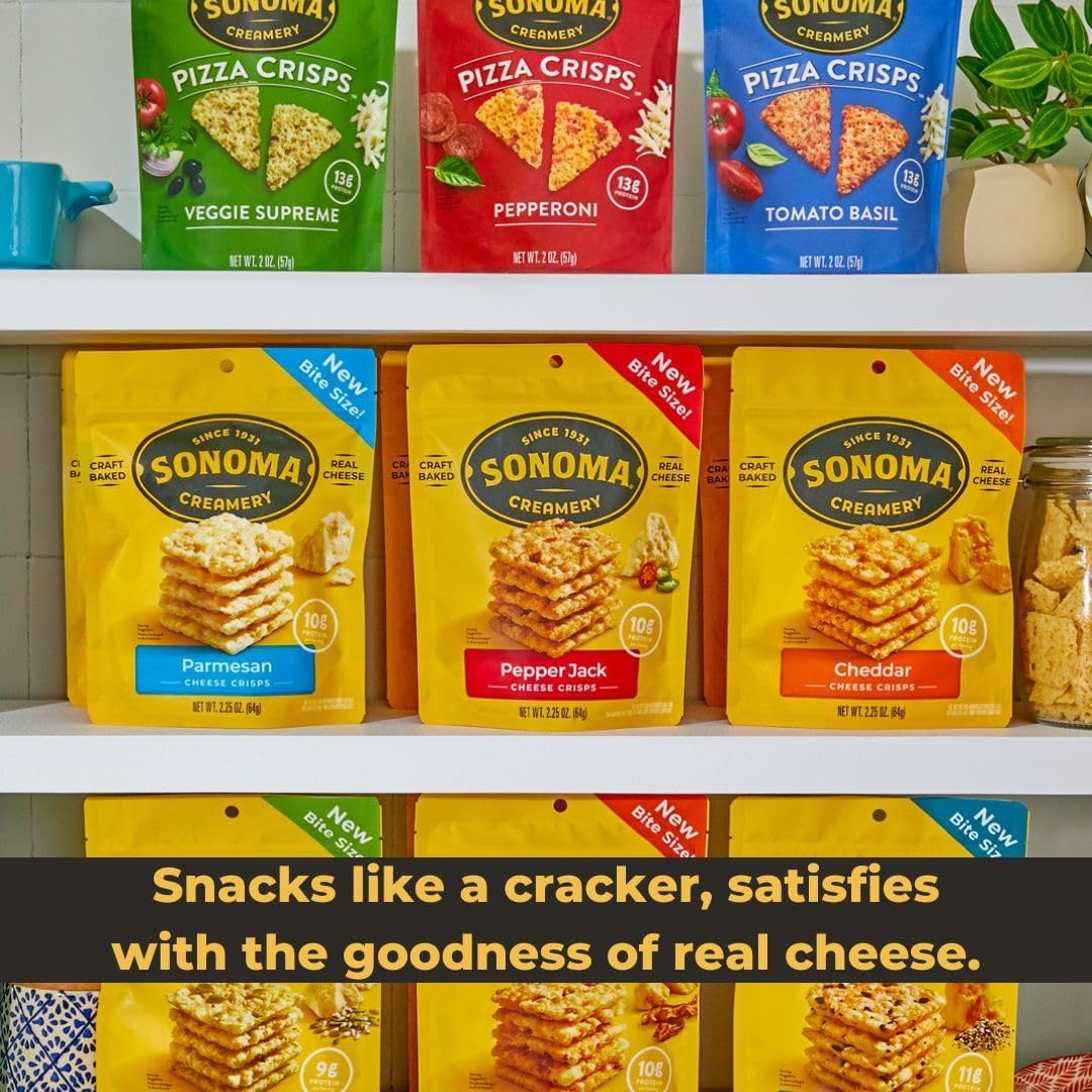 Tomato and basil ingredient display with Sonoma Creamery branding showing real ingredients