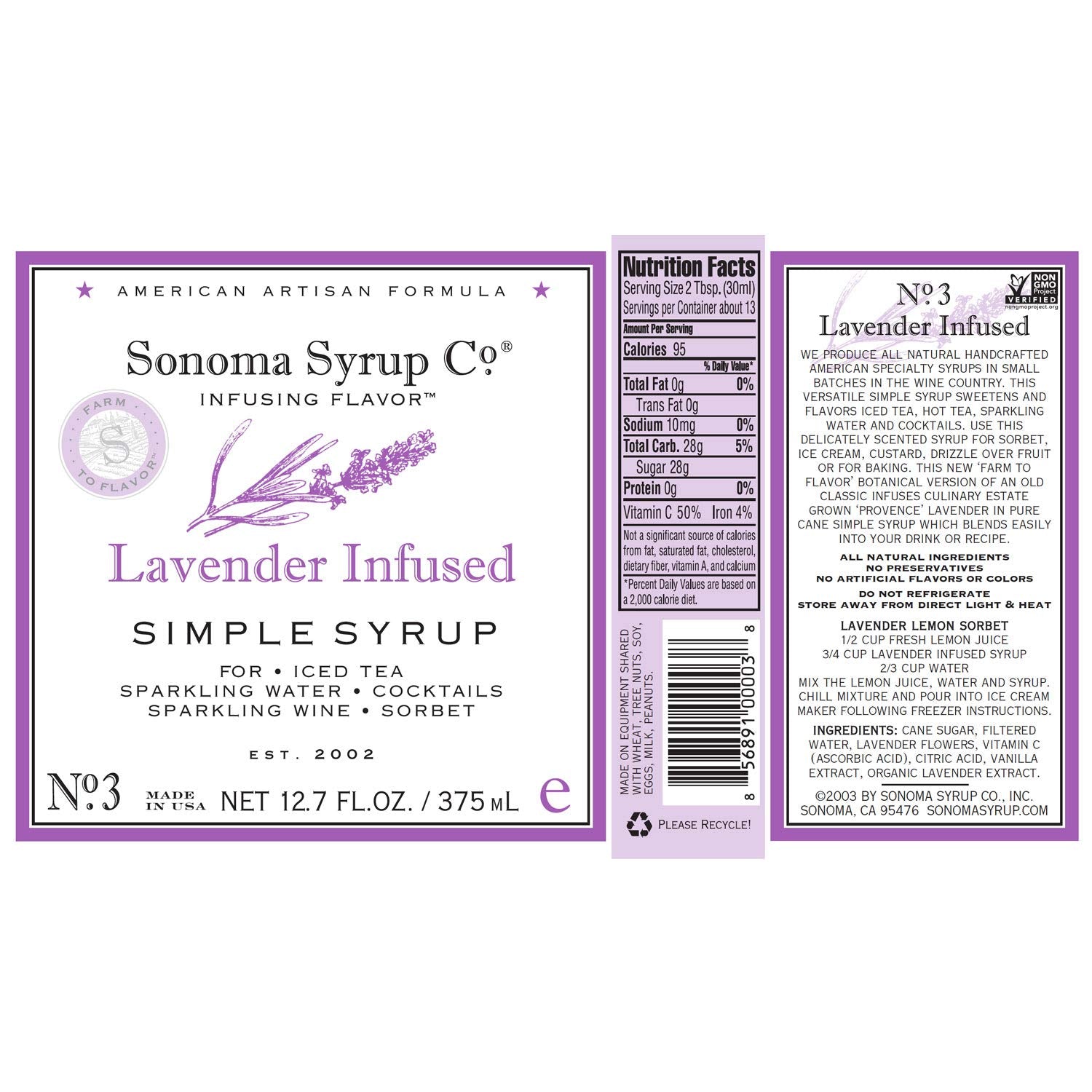 Sonoma Syrup Co bottle held in hand for scale showing 12.7 fl oz size benefit: perfect pantry portion
