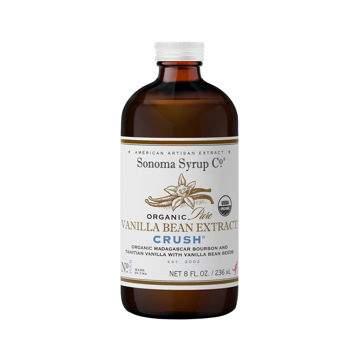 Sonoma Syrup Co front label on 8 oz Crush bottle showing premium packaging and brand