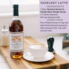Sonoma Syrup Co in a latte, demonstrating balanced hazelnut vanilla flavor enhancement