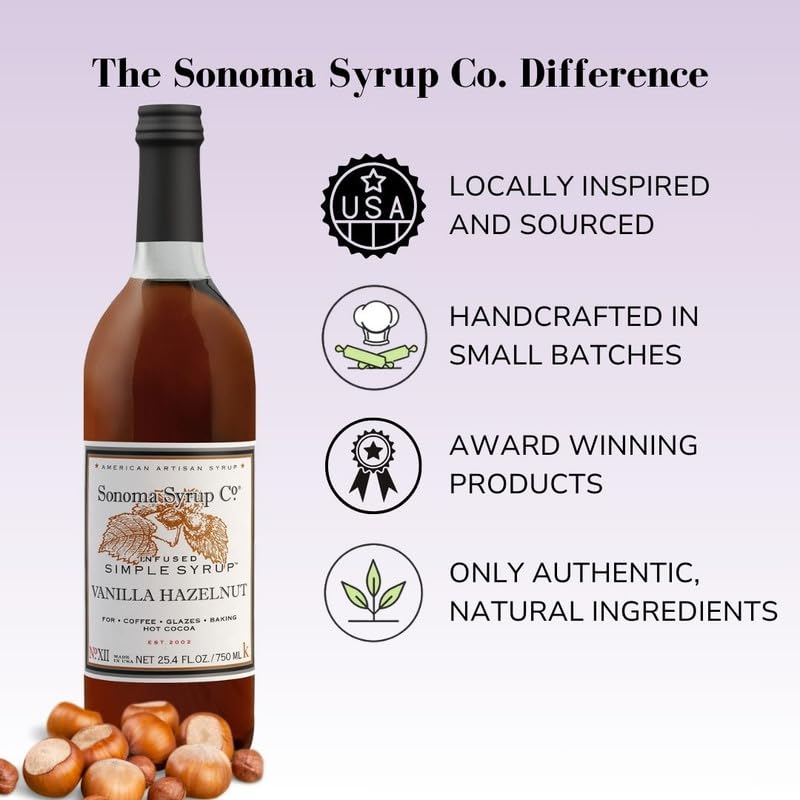 Sonoma Syrup Co label close-up showing ingredients and handcrafted small-batch appeal