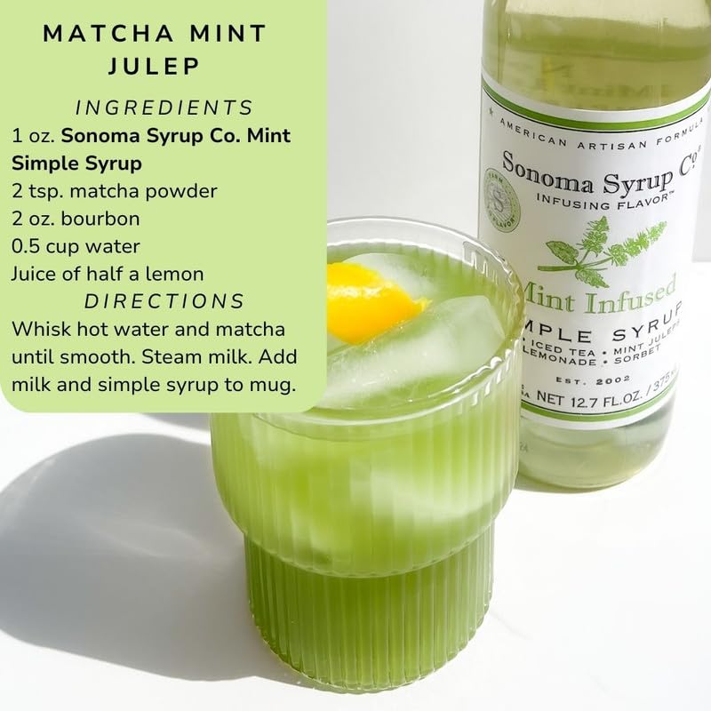 Sonoma Syrup Co bottle with fresh mint indicating natural botanical benefit