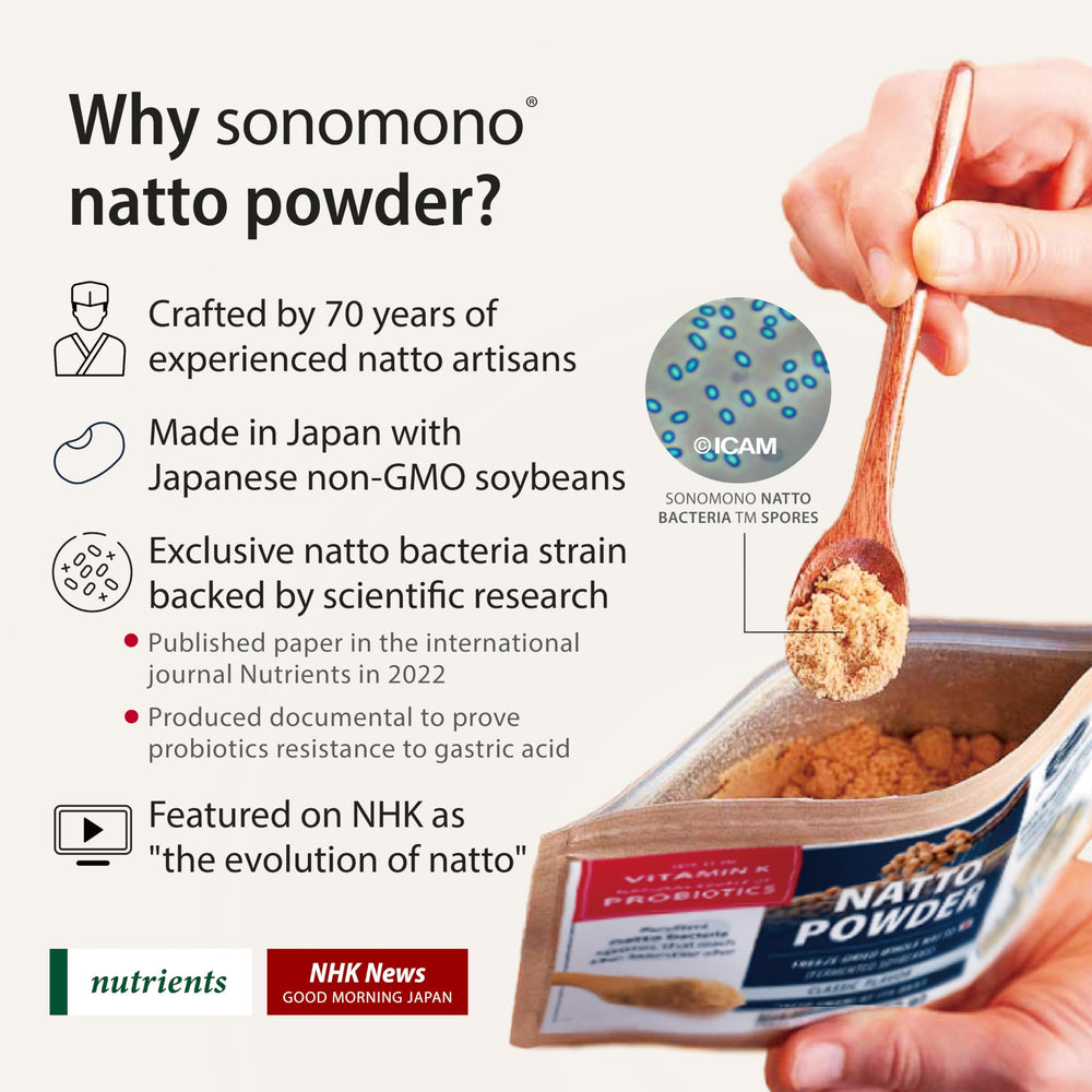 sonomono in smoothie glass demonstrating easy mixing and nutrition