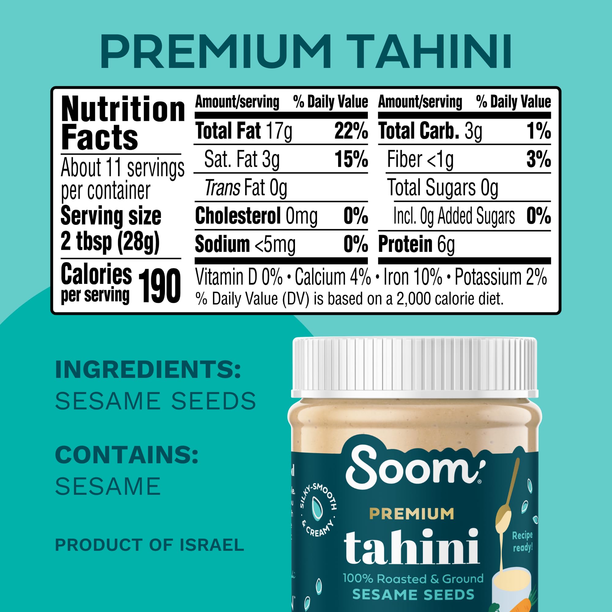 Soom tahini jar in kitchen setting showing versatile everyday cooking use