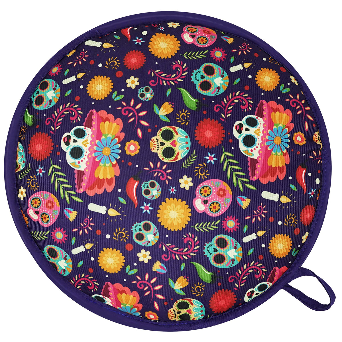 Sophix front view of skull tortilla warmer showing stylish presentation benefit
