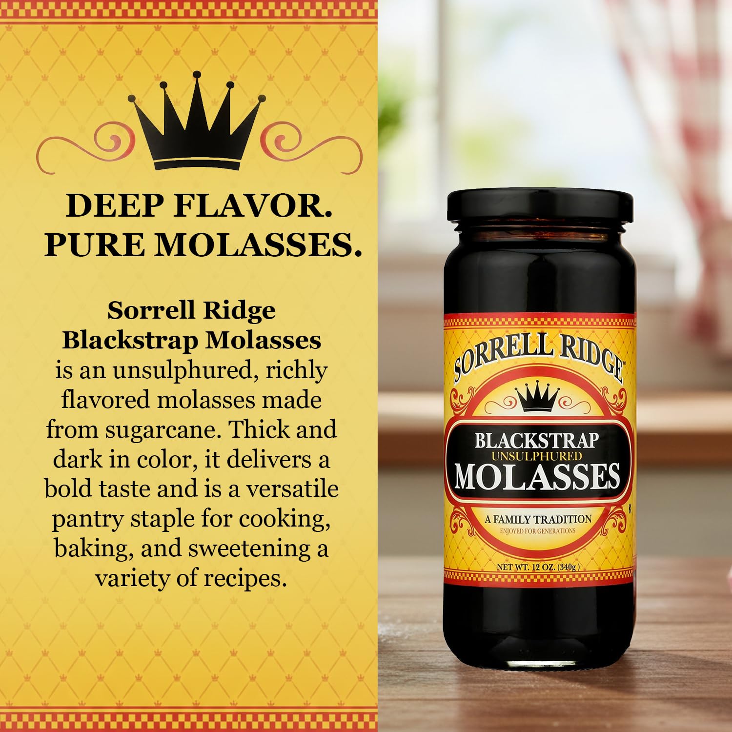 Sorrell Ridge molasses pour close-up showing rich texture for recipes
