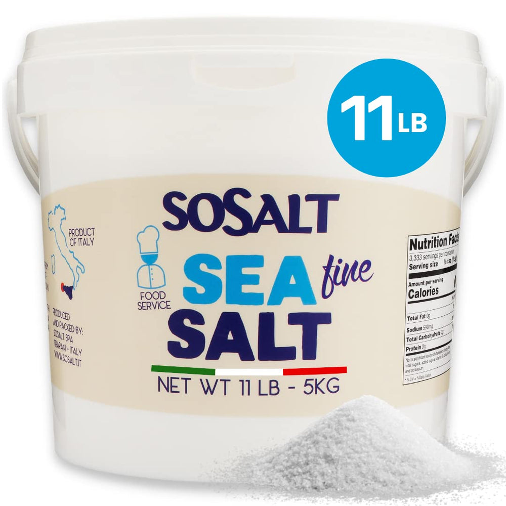 SOSALT Dal Mare front-facing 5kg bucket showing packaging and brand benefit