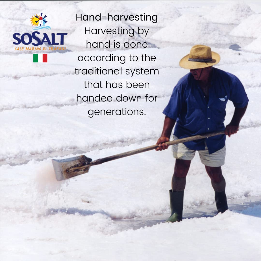 SOSALT Dal Mare di Trapani being sprinkled on food for balanced seasoning benefit