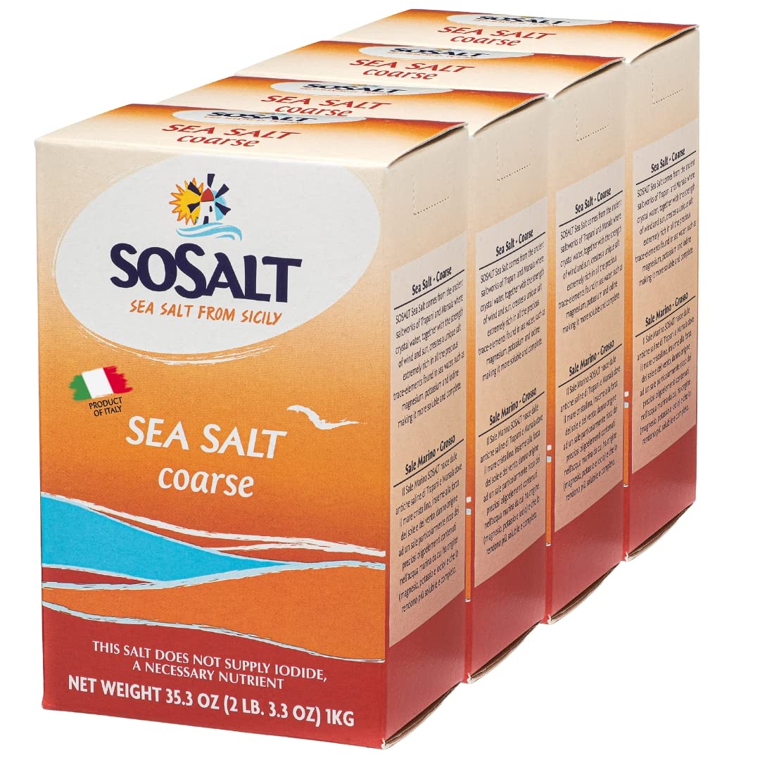 SOSALT Dal Mare di Trapani front packaging showing four 1 kg boxes and clear branding