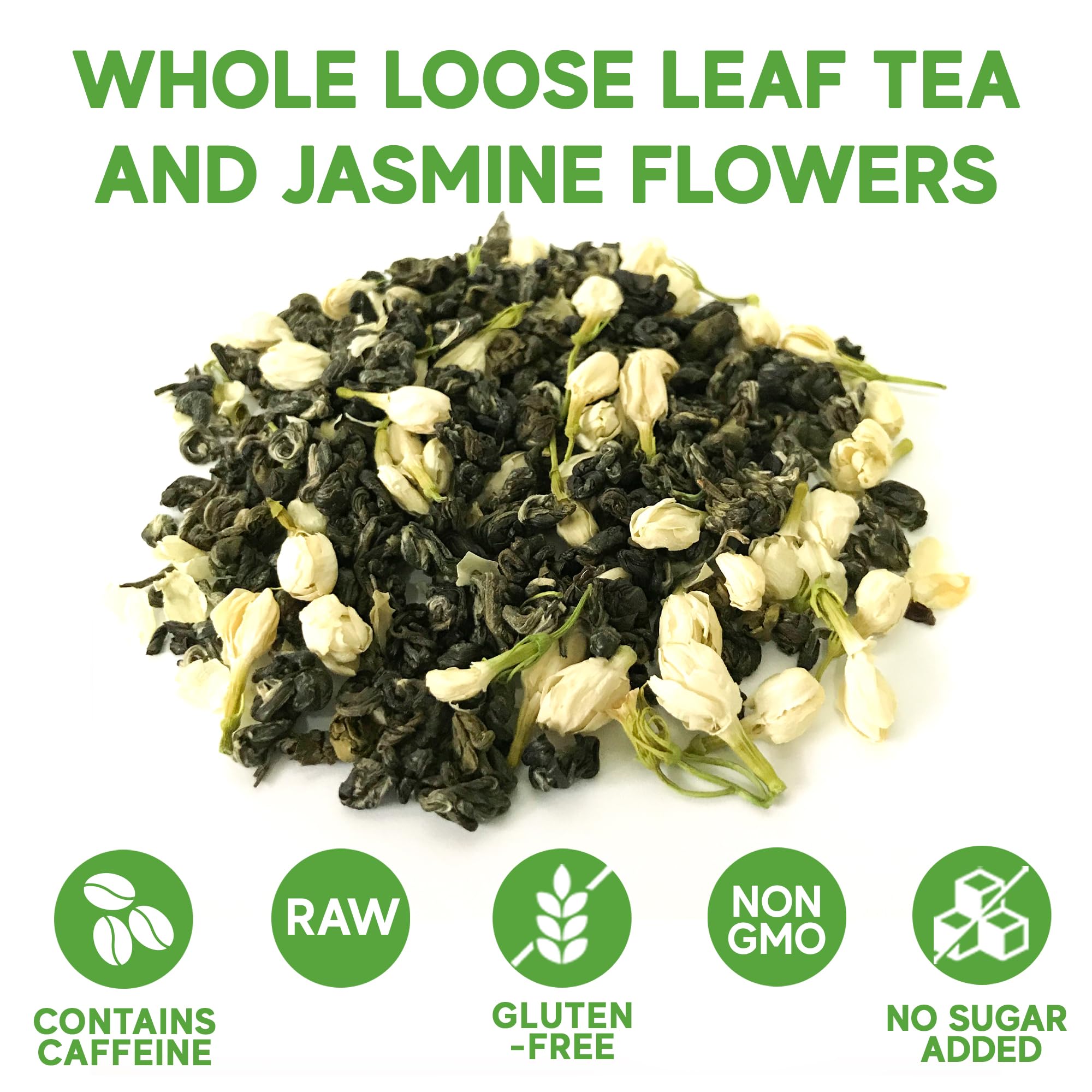 Brewed cup of Sou Zen jasmine green tea - floral aroma in the cup