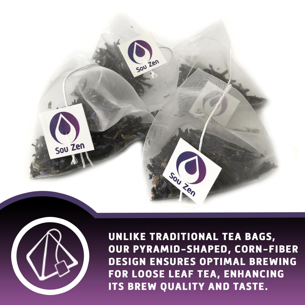 Sou Zen loose leaf blend top view with lavender and bergamot for aromatic appeal