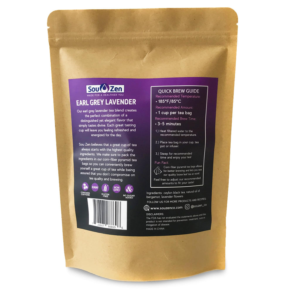 Sou Zen pyramid bag close-up revealing corn-fiber mesh and improved infusion