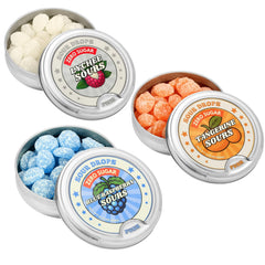 Sour Drops front tin showing brand and flavor trio for gifting