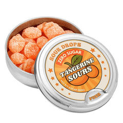 Sour Drops close-up of candy texture highlighting bright tangerine zest