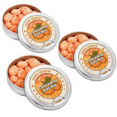 Sour Drops front tin showing packaging and tangerine flavor for gifting