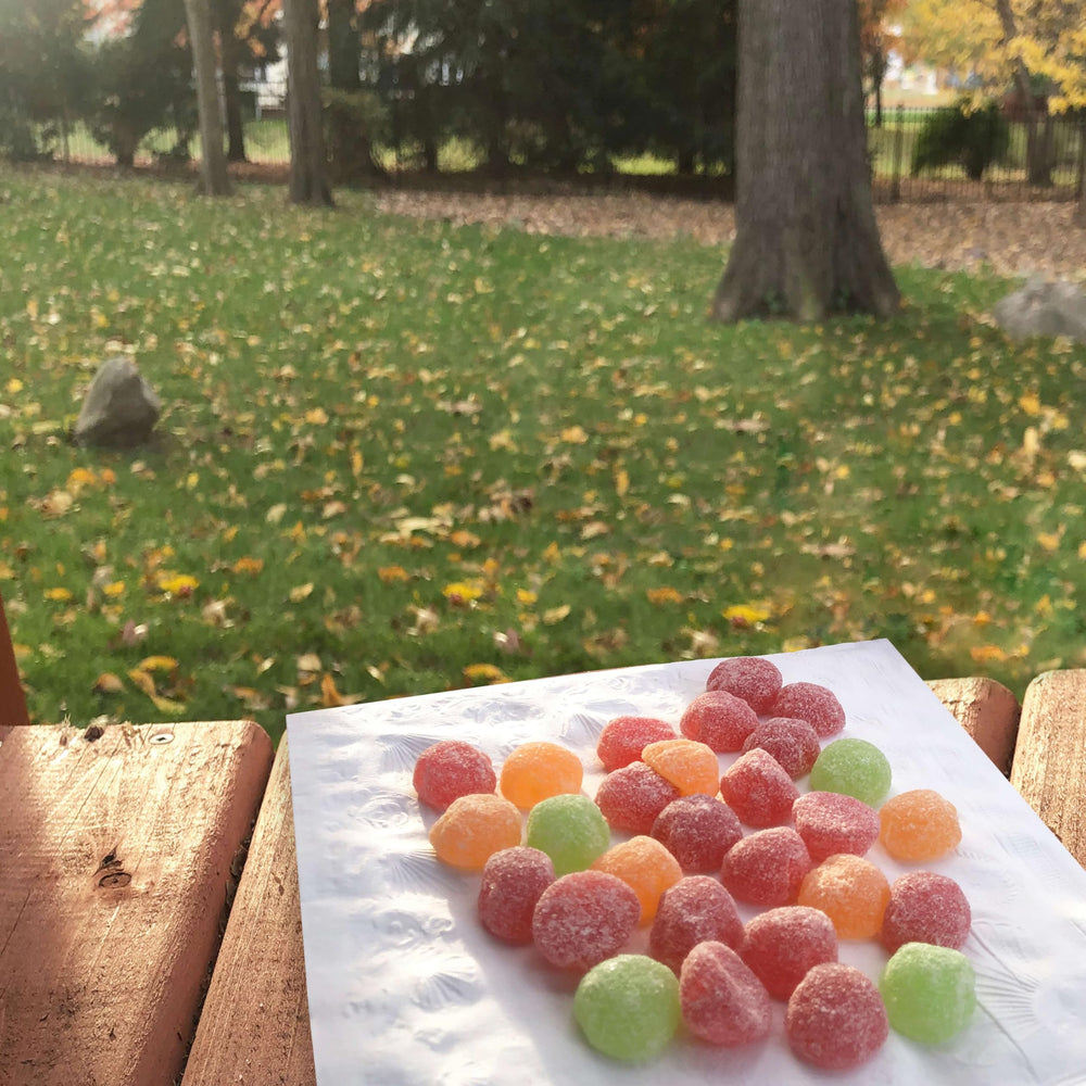SOUR PATCH KIDS labels showing cranberry apple caramel apple and apple cider flavor options