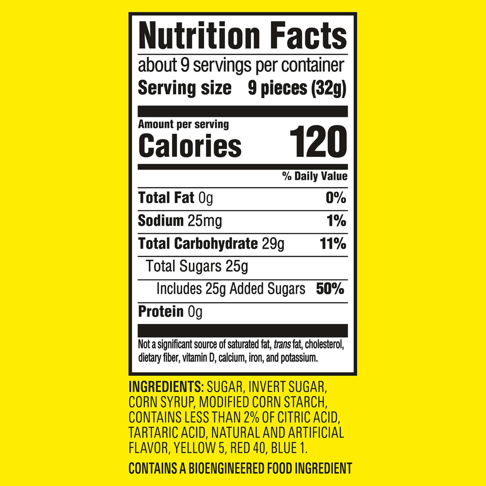SOUR PATCH KIDS open bag spilling apple-shaped gummies for convenient sharing
