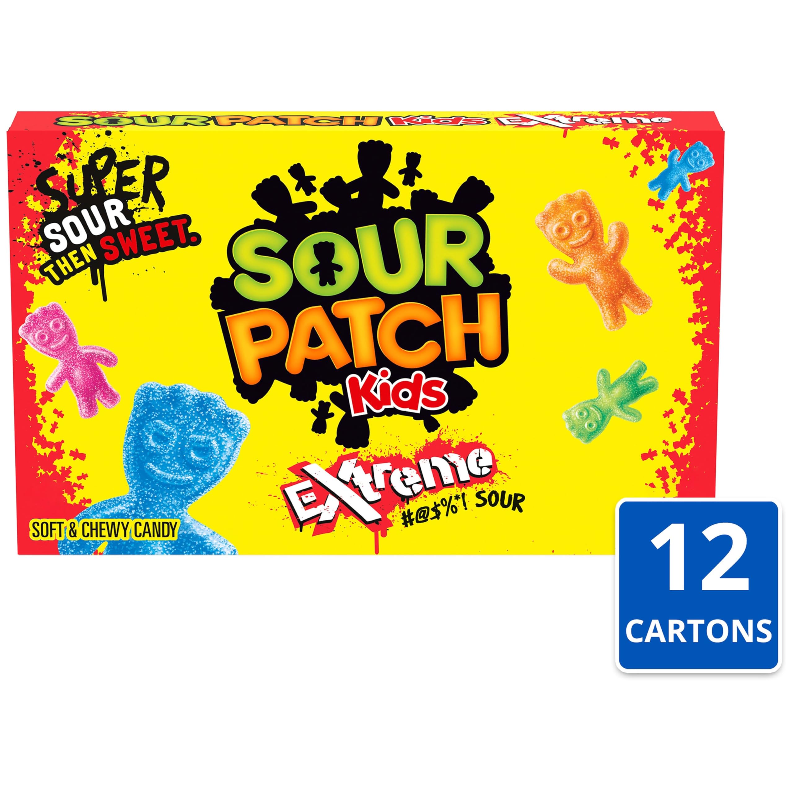 SOUR PATCH KIDS open box with gummies spilling out for easy portion visual and convenience
