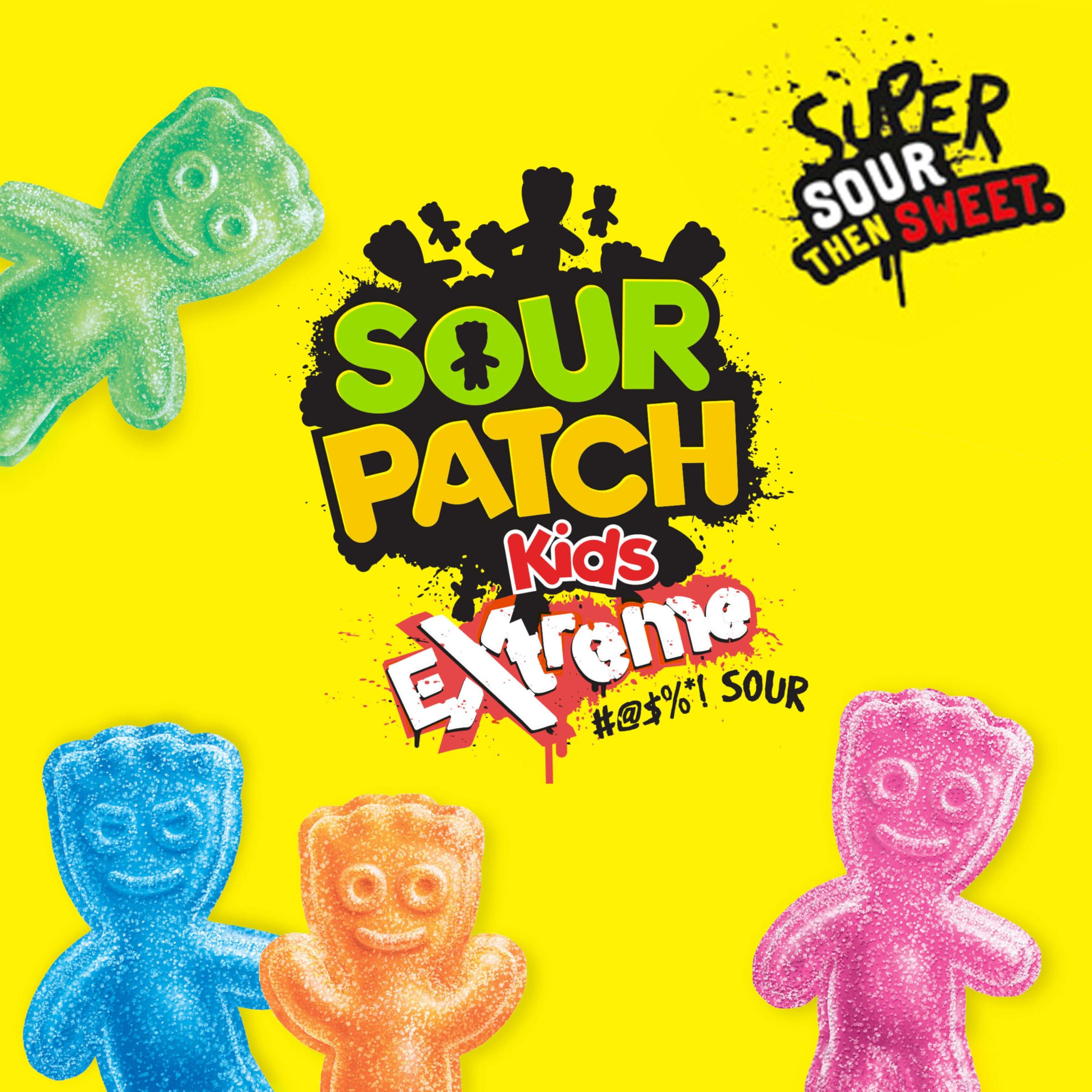 SOUR PATCH KIDS box next to a ruler for scale to show individual box size