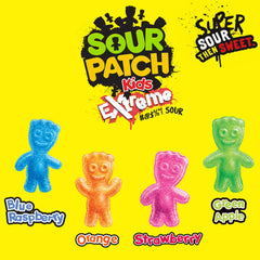 SOUR PATCH KIDS assorted fruit gummies illustrating five bold flavors