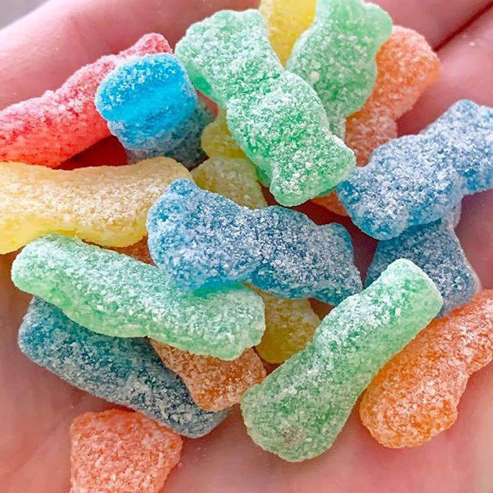 SOUR PATCH KIDS label close-up highlighting ingredients and nutrition