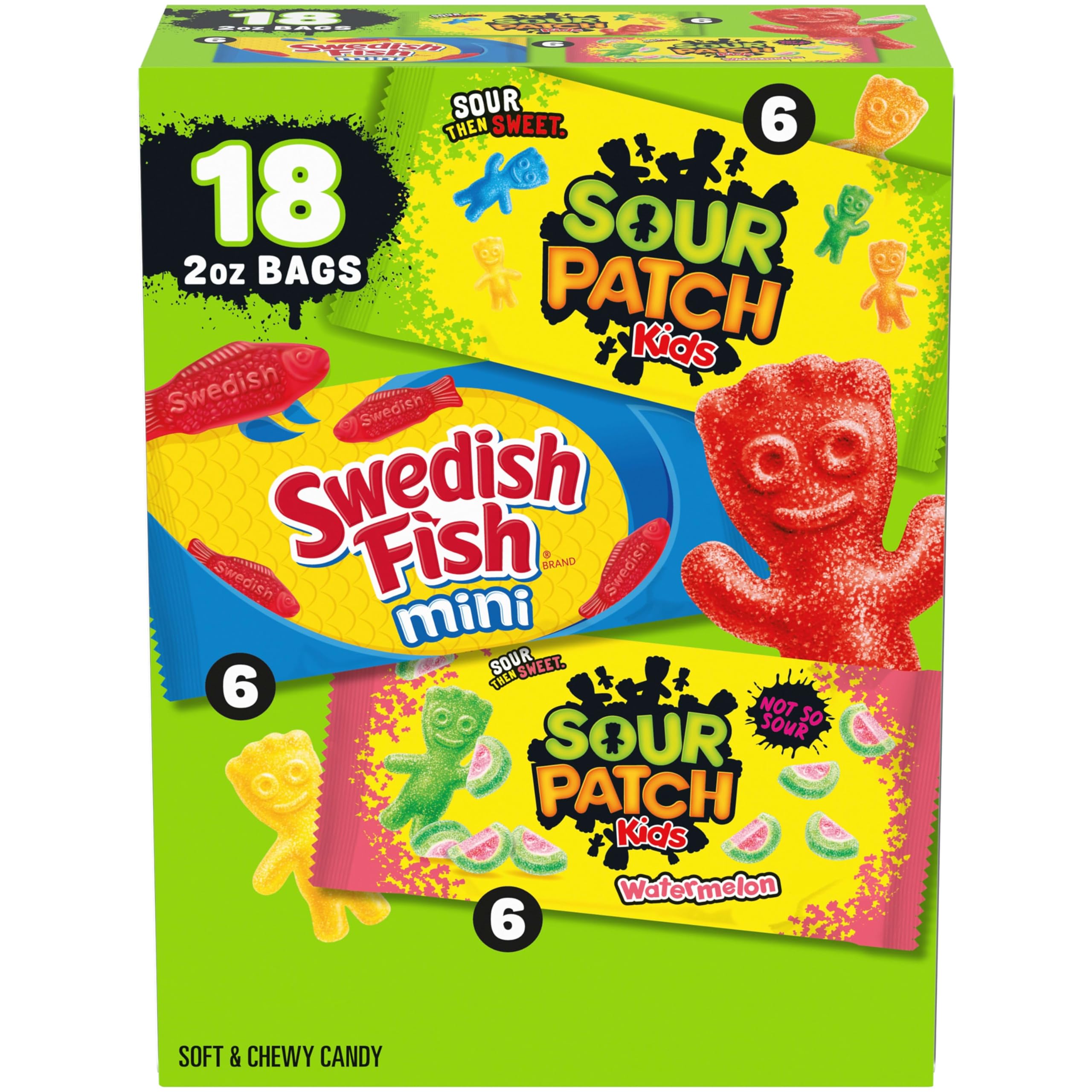 Sour Patch Kids front packaging showing variety pack for easy gifting