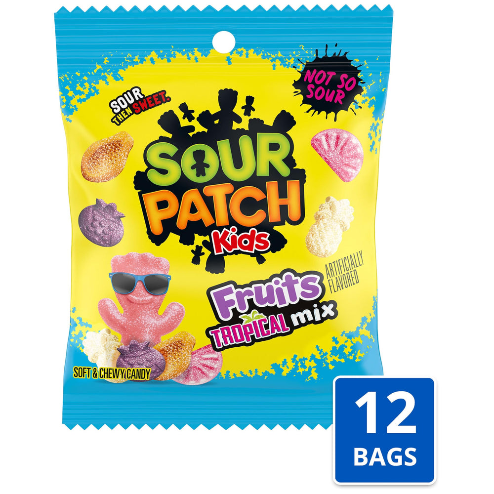 SOUR PATCH KIDS close-up texture of gummies highlighting chewy, semi-sour coating appeal