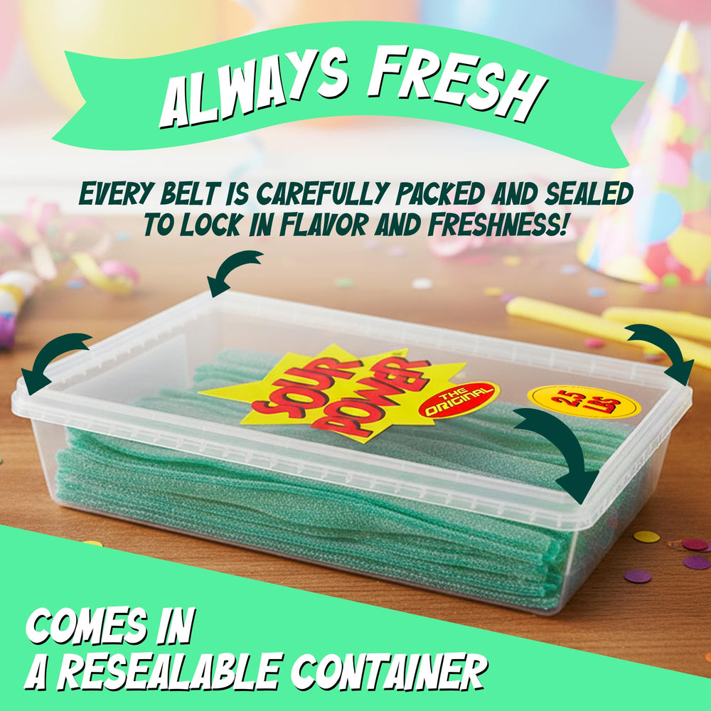 Sour Power belt being peeled to show pliable, twistable candy for creative uses