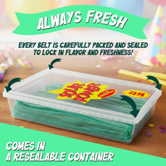 Sour Power belt being peeled to show pliable, twistable candy for creative uses