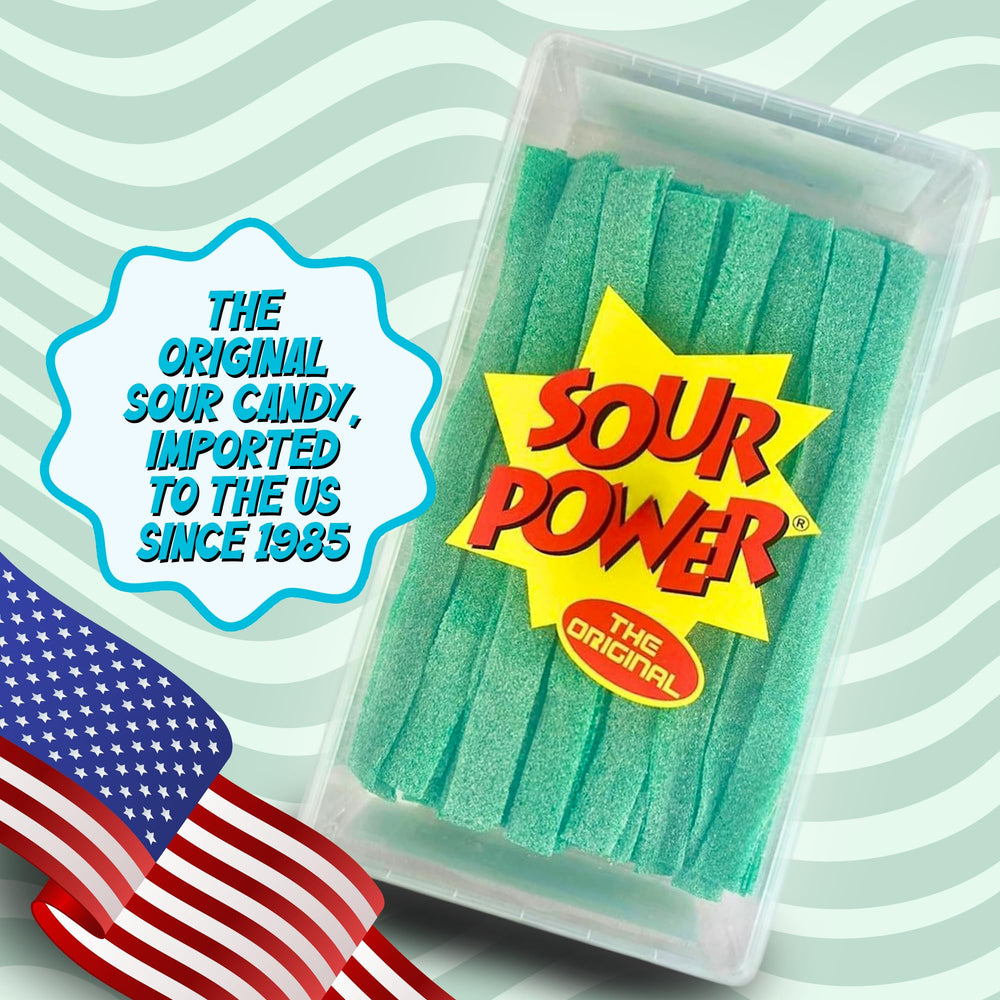 Sour Power open tub with included tongs ready for hygienic serving at events