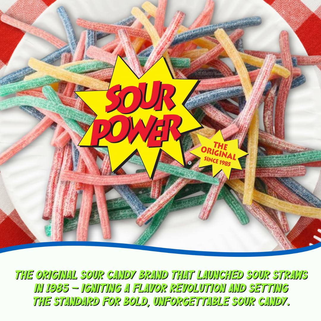 Sour Power straw in hand illustrating portion size and portability