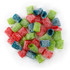 Sour Punch close-up of sour sugar texture highlighting chew appeal