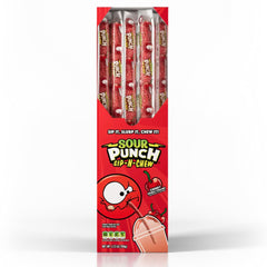 Sour Punch front packaging showing 30 cherry straws and vibrant branding, enticing shoppers