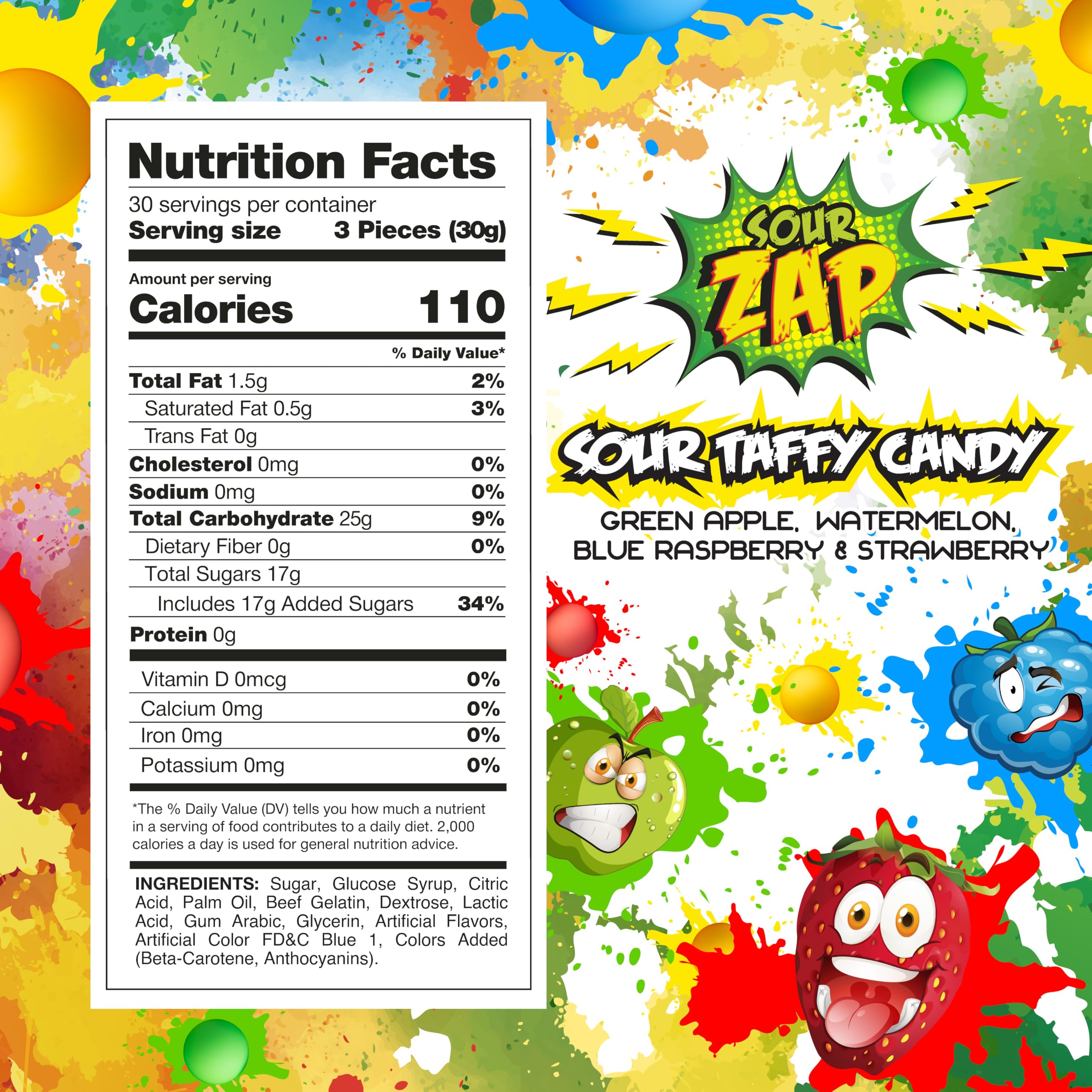 SOURZAP close-up of taffy texture highlighting soft chewiness and tangy finish