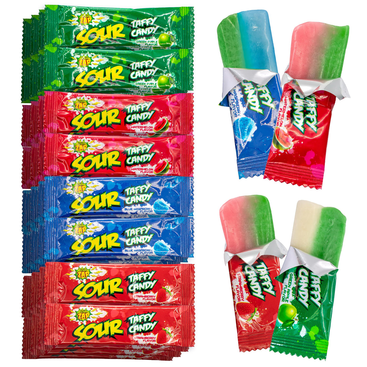 SOURZAP front packaging showing two-pound bulk bag and vibrant branding for parties