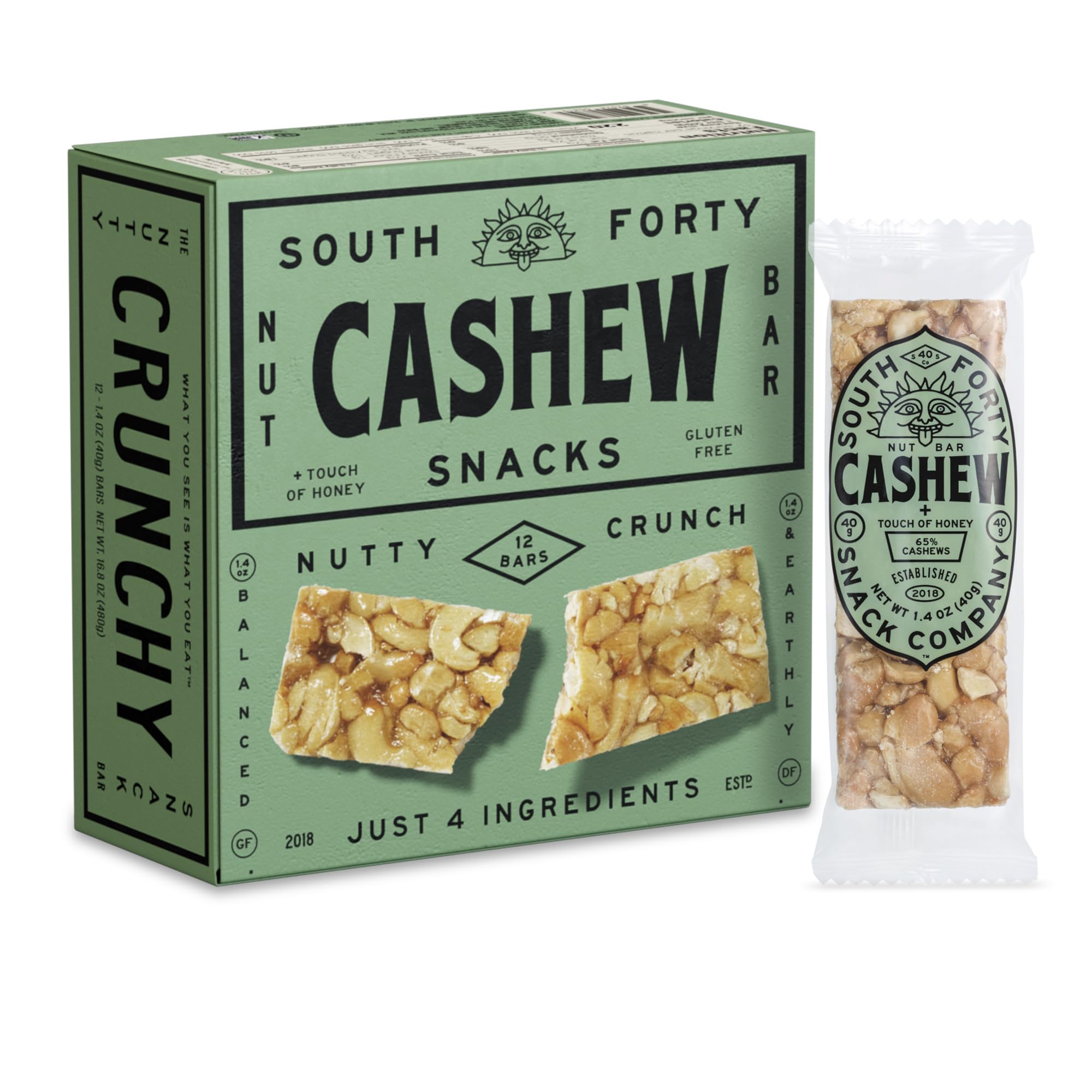South 40 Snacks front packaging showing 12-pack and product branding benefit easy storage