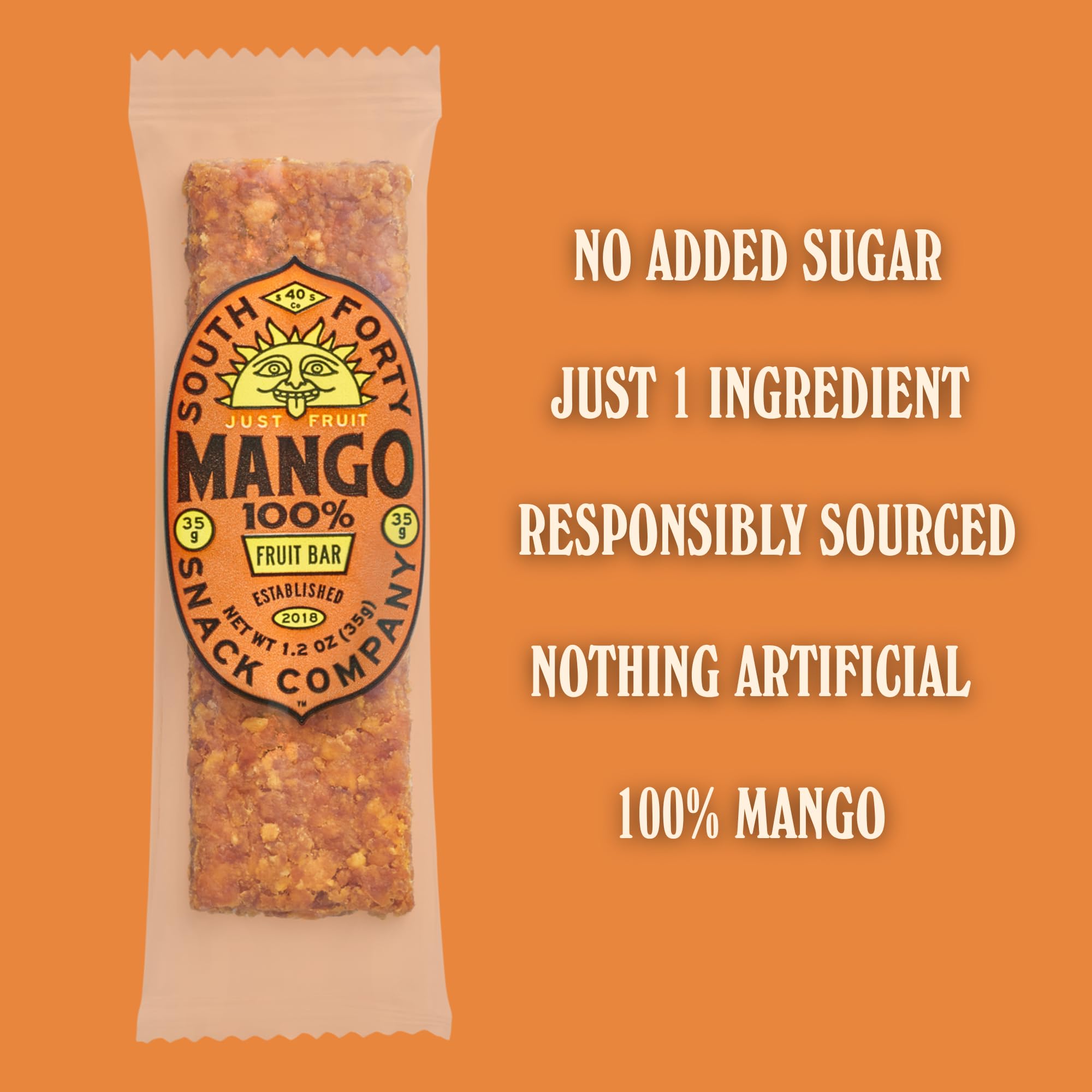 South 40 Snacks close-up of mango bar texture highlighting real fruit