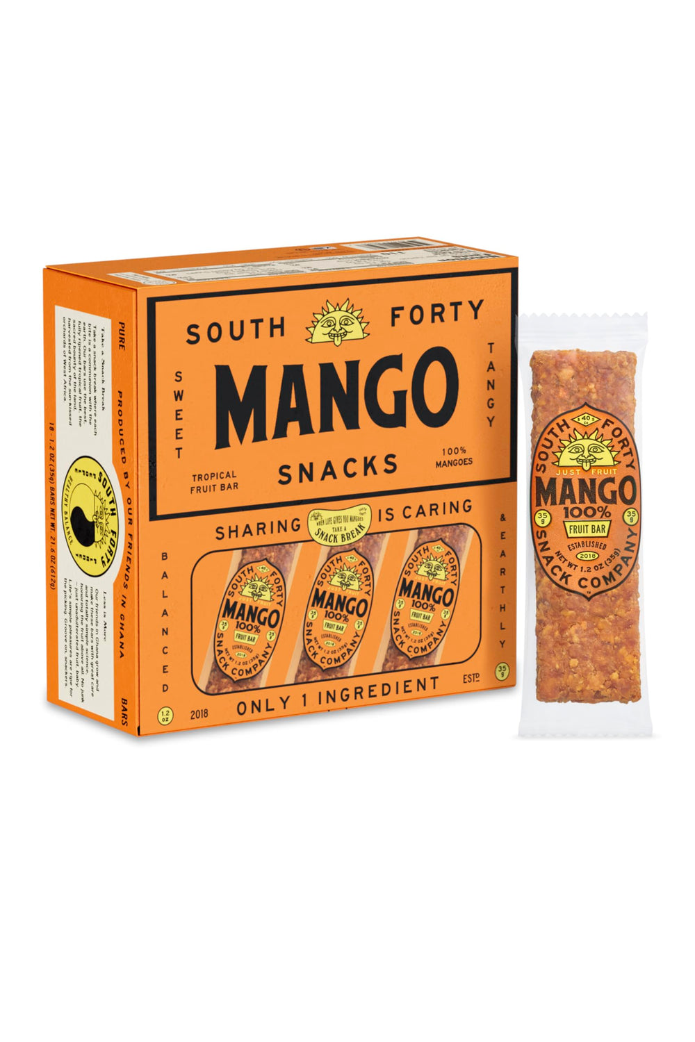 South 40 Snacks front packaging showing 18-pack and product benefits