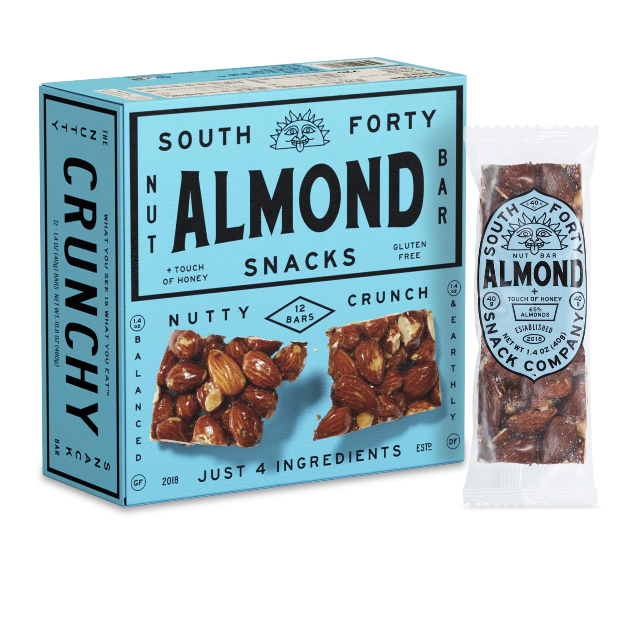 SOUTH FORTY SNACKS front packaging showing 12-bar pack and product name for easy identification