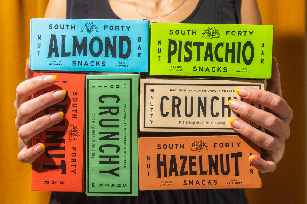 SOUTH FORTY SNACKS bar in an outdoor setting as a portable energy snack for active plans