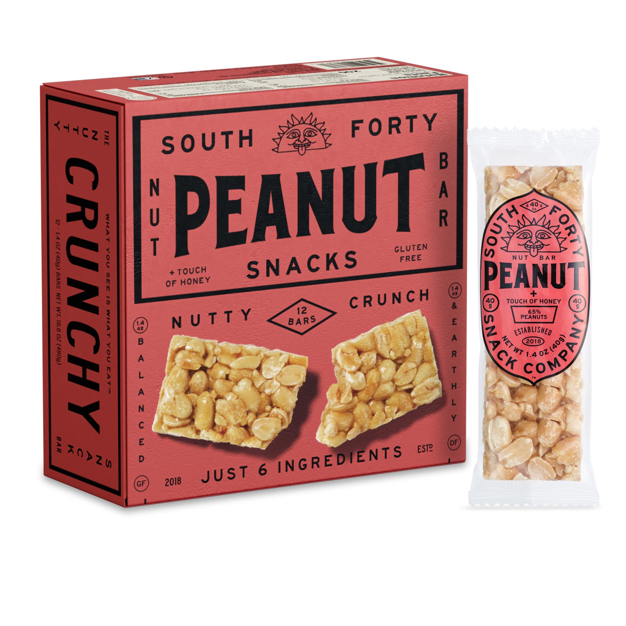 SOUTH FORTY SNACKS front packaging showing 12-bar pack and product name for easy storage