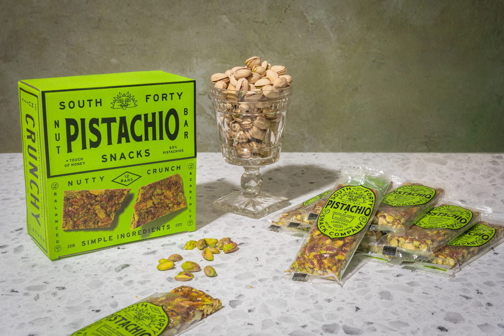 South Forty Snacks bar held in hand for scale and convenient portioning