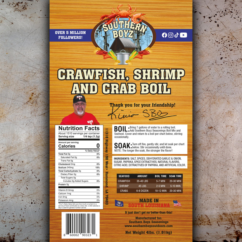 SBO SOUTHERN BOYZ ingredient label detail showing no MSG and gluten-free