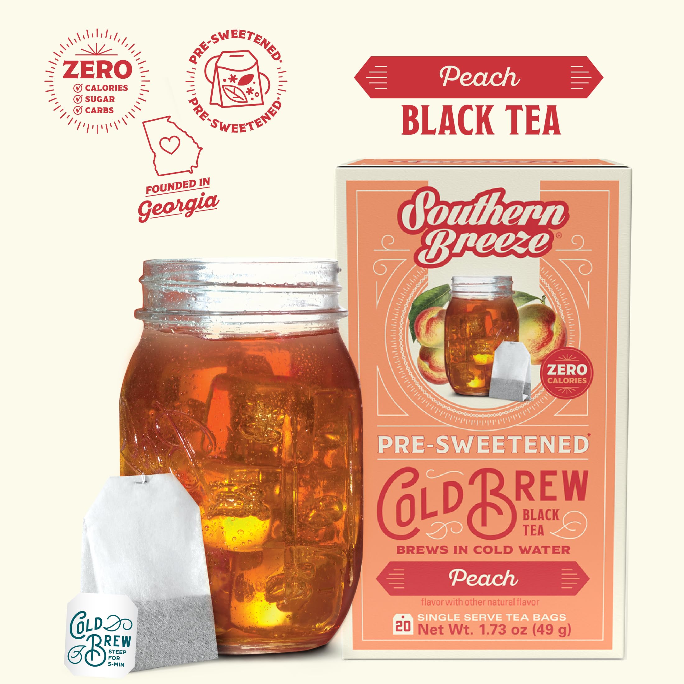 Southern Breeze label detail with ingredients and zero sugar claim, reassuring ingredient transparency