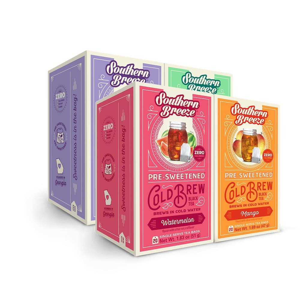Southern Breeze variety pack front view showing four flavored boxes and labels benefit variety
